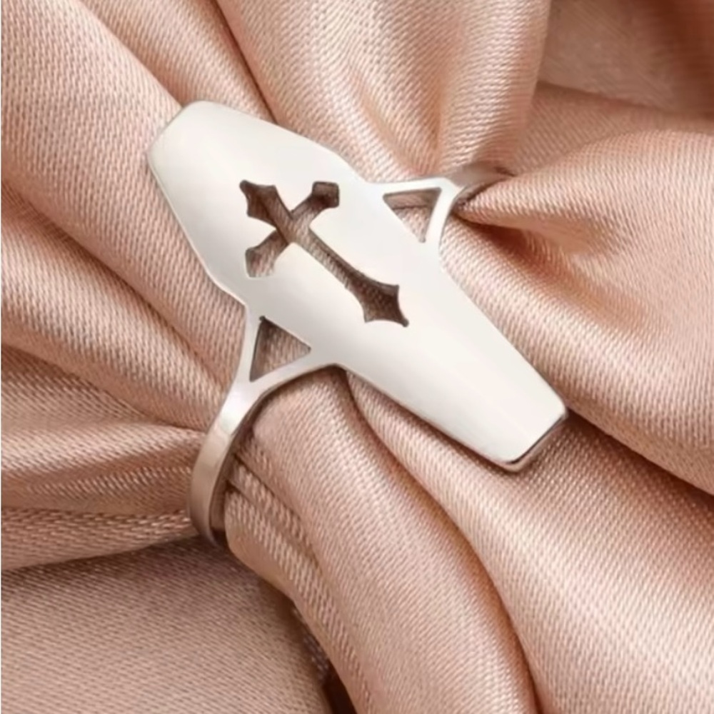 Gothic Coffin Cross Ring unisex jewelry Victorian goth timeless spooky new emo